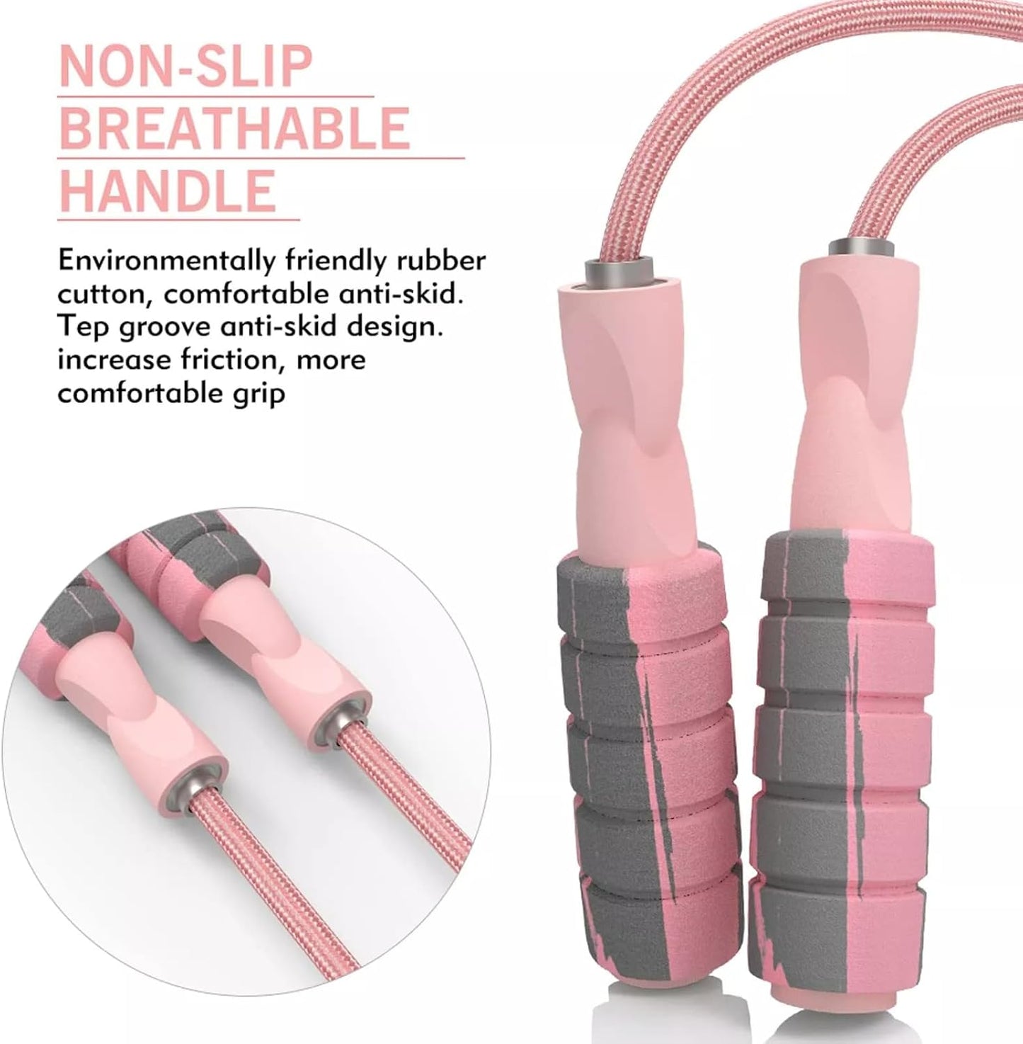 FITMYFAVO Jump Rope Cotton Adjustable Skipping Weighted jumprope for Women,Adult and Children Athletic Fitness Exercise Jumping Rope (Pink)