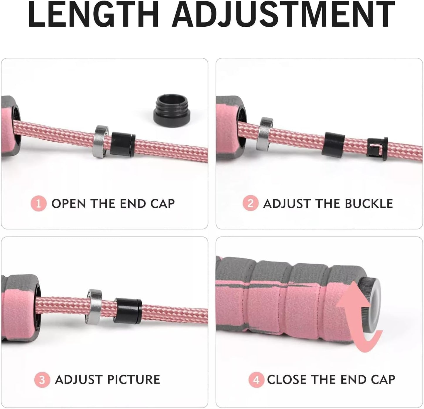 FITMYFAVO Jump Rope Cotton Adjustable Skipping Weighted jumprope for Women,Adult and Children Athletic Fitness Exercise Jumping Rope (Pink)