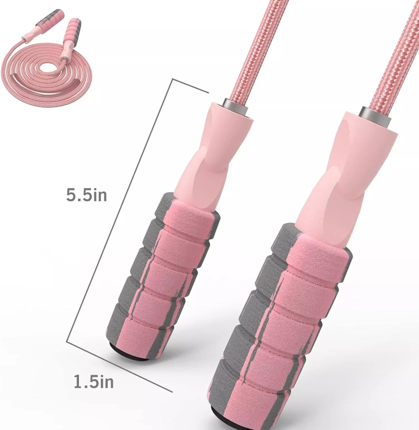 FITMYFAVO Jump Rope Cotton Adjustable Skipping Weighted jumprope for Women,Adult and Children Athletic Fitness Exercise Jumping Rope (Pink)