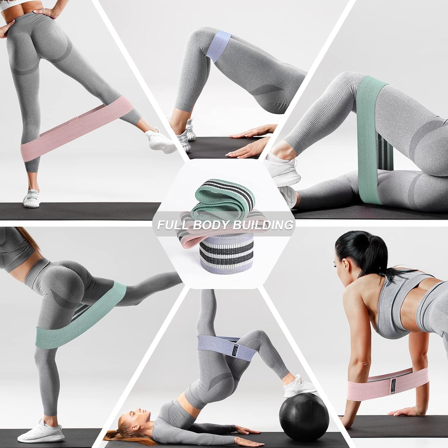 Booty Bands Set, Resistance Bands for Working Out, Exercise Bands for Women and Men Legs and Butt, Stretch Bands for Pilates, Yoga Starter Set