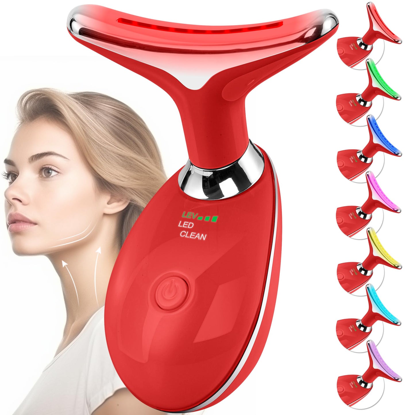 Facial Massager Red-Light-Therapy-for-Face and Neck, Face 𝖲 culpting Wand with 7 Color