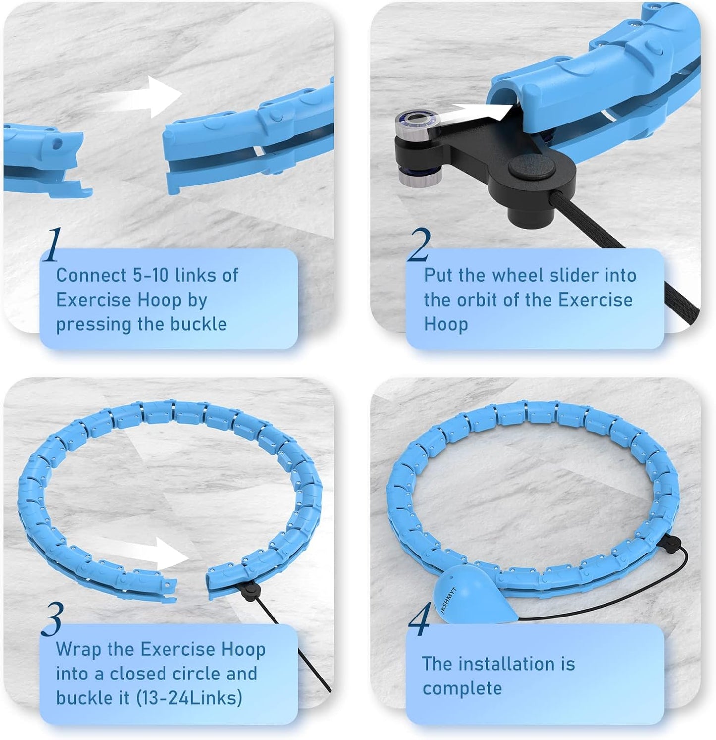 JKSHMYT Weighted Hula Circle Hoops for Adults Weight Loss, Infinity Fitness Hoop Plus Size 47 Inch, 24 Detachable Links, Exercise Hoop Suitable for Women and Beginners