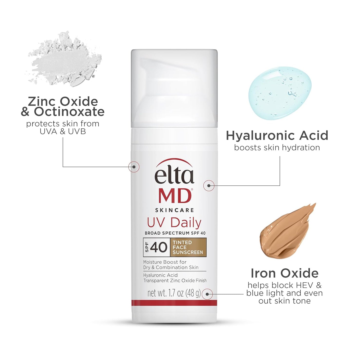 EltaMD UV Daily SPF 40 Tinted Face Sunscreen Moisturizer, Tinted Moisturizer for Face with SPF, Great for Dry, Combination, and Normal Skin
