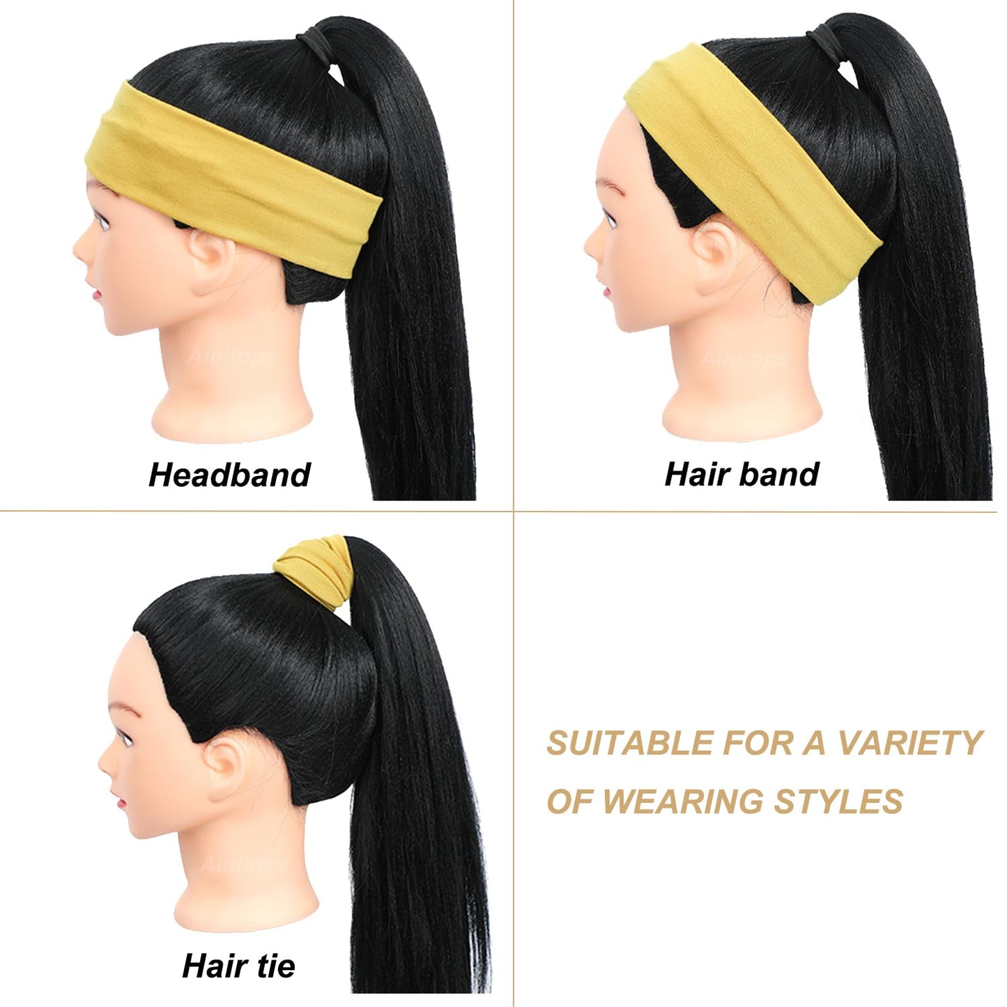 9Pcs Headbands for women Non Slip Headband, Soft Elastic Hair Bands for Women's Hair, Fashion Cotton Cloth Stretchy Sweat Bands Headbands for Sports, Makeup, Gym, Running, Yoga, Workout (9Colors-A)
