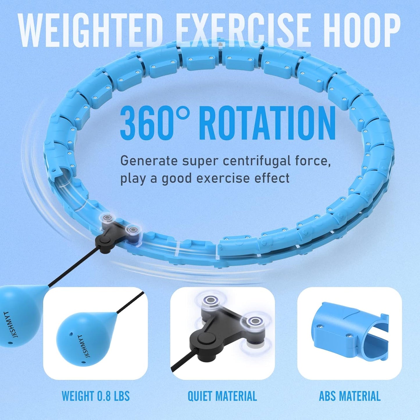 JKSHMYT Weighted Hula Circle Hoops for Adults Weight Loss, Infinity Fitness Hoop Plus Size 47 Inch, 24 Detachable Links, Exercise Hoop Suitable for Women and Beginners