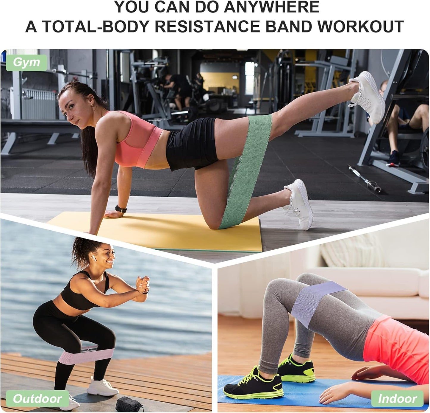 Booty Bands Set, Resistance Bands for Working Out, Exercise Bands for Women and Men Legs and Butt, Stretch Bands for Pilates, Yoga Starter Set