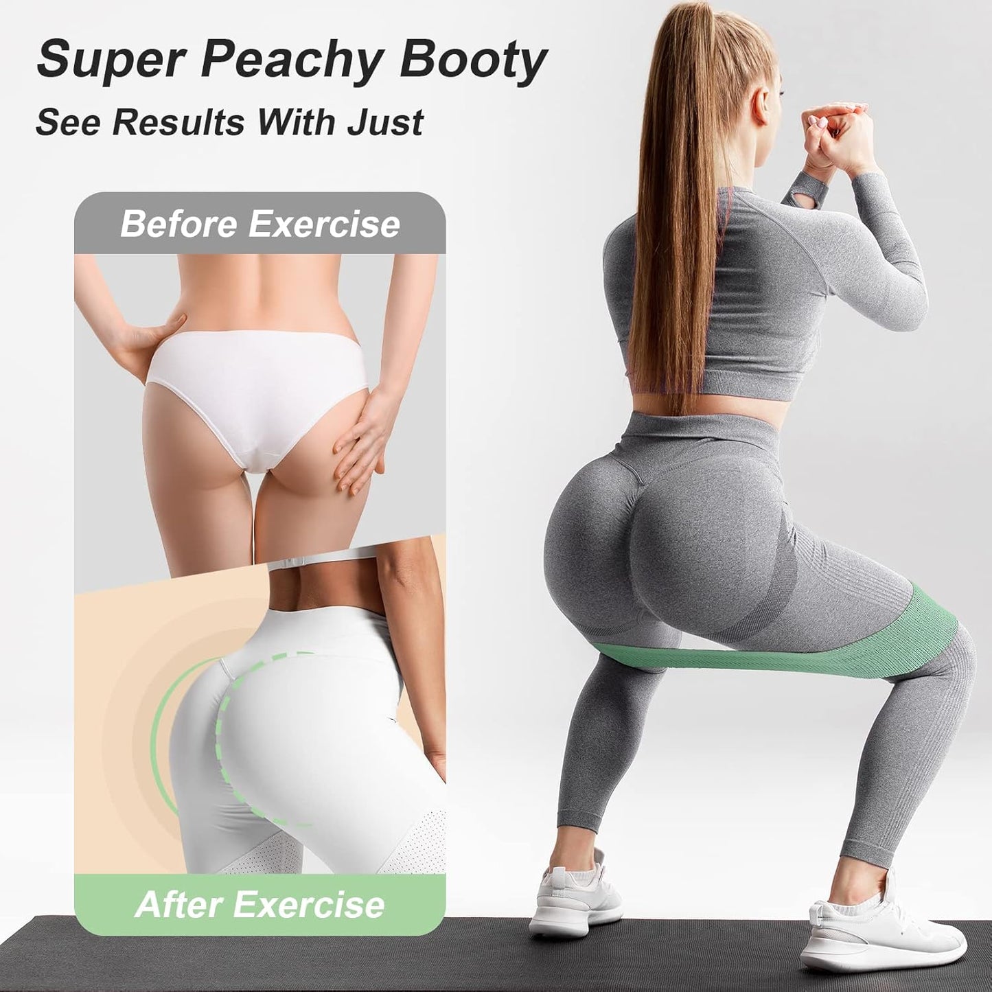 Booty Bands Set, Resistance Bands for Working Out, Exercise Bands for Women and Men Legs and Butt, Stretch Bands for Pilates, Yoga Starter Set