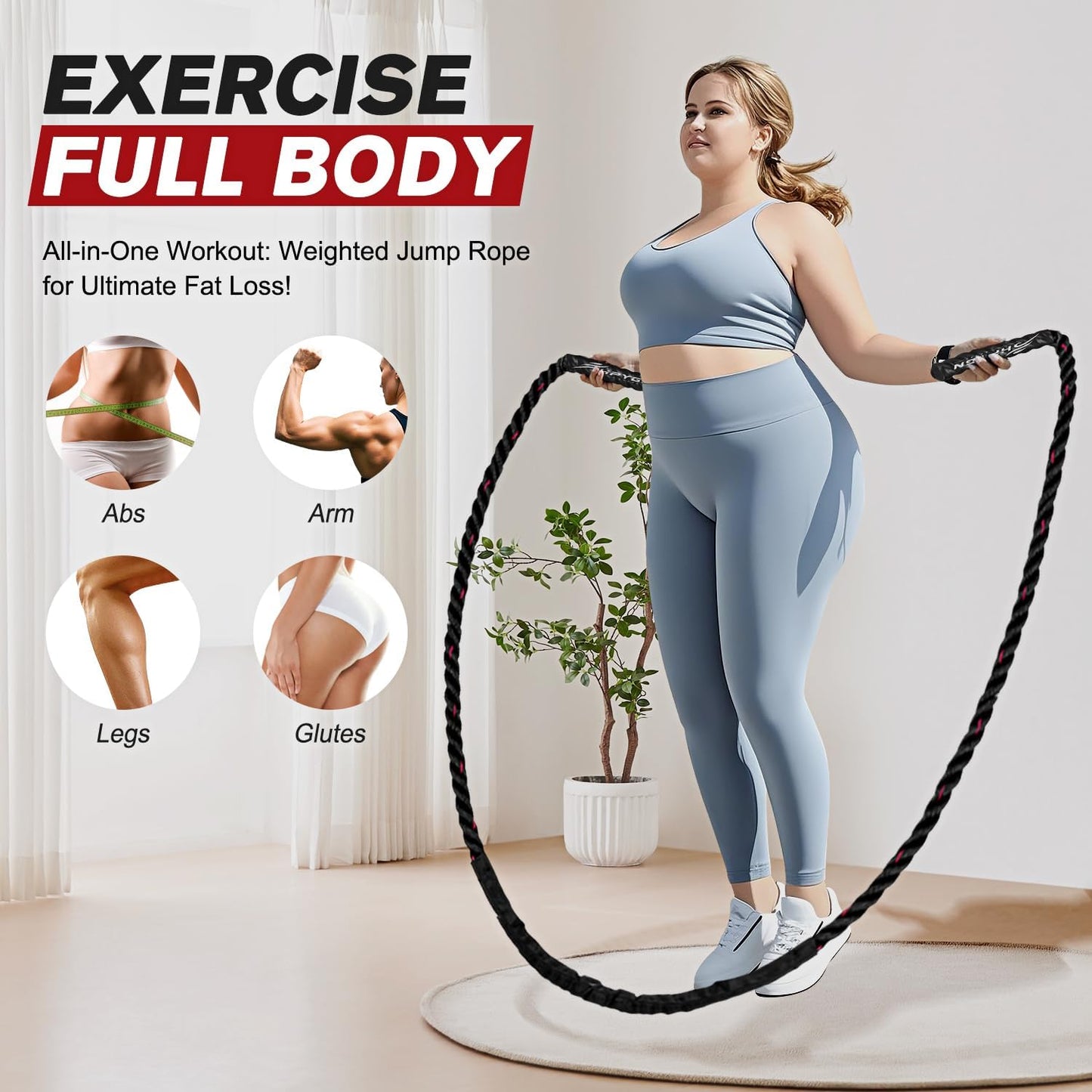 Jump Rope, Weighted Jump Ropes for Men women, 2.8lb 3.8lb 5lb Heavy Skipping Rope for Exercise, Adult Jumpropes for Home Workout, Improve Strength and Building Muscle,Total Body Workout Equipment