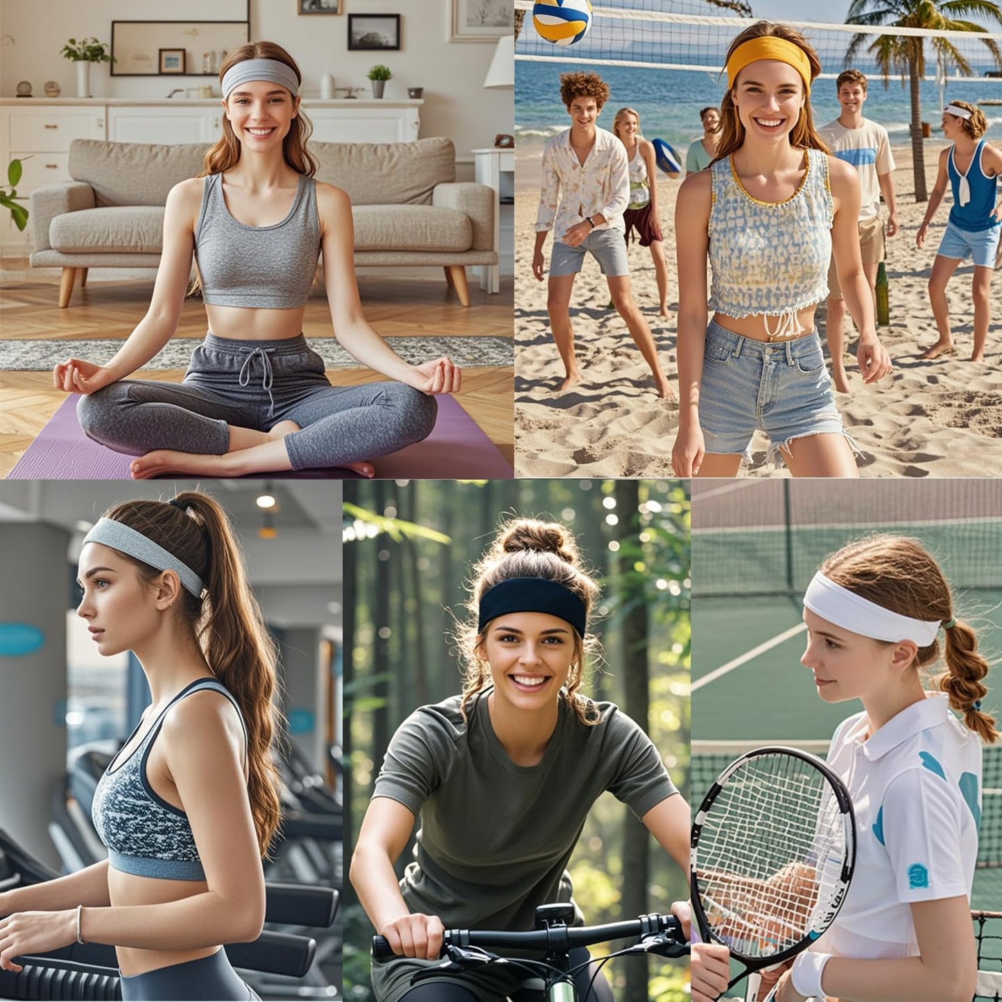 9Pcs Headbands for women Non Slip Headband, Soft Elastic Hair Bands for Women's Hair, Fashion Cotton Cloth Stretchy Sweat Bands Headbands for Sports, Makeup, Gym, Running, Yoga, Workout (9Colors-A)