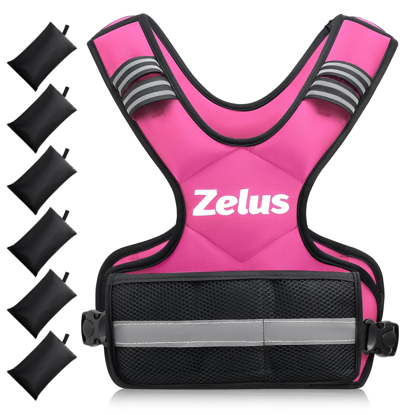 ZELUS Weighted Vest for Men and Women | 4-10lb/11-20lb/20-32lb Vest with 6 Ironsand Weights for Home Workouts | Adjustable Body Weight Vest Exercise Set for Cardio and Strength Training