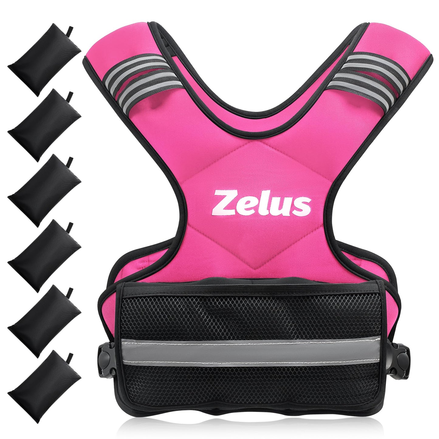 ZELUS Weighted Vest for Men and Women | 4-10lb/11-20lb/20-32lb Vest with 6 Ironsand Weights for Home Workouts | Adjustable Body Weight Vest Exercise Set for Cardio and Strength Training