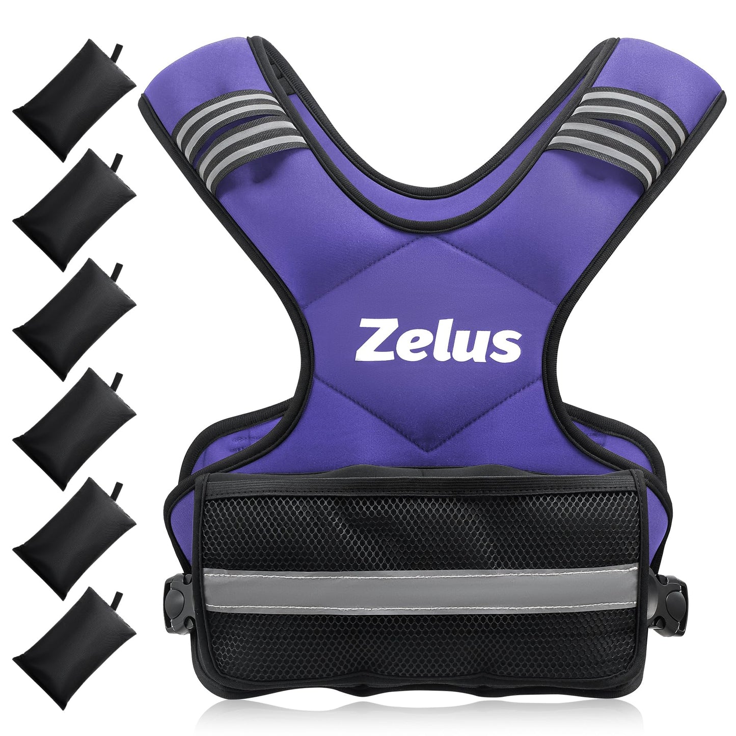 ZELUS Weighted Vest for Men and Women | 4-10lb/11-20lb/20-32lb Vest with 6 Ironsand Weights for Home Workouts | Adjustable Body Weight Vest Exercise Set for Cardio and Strength Training
