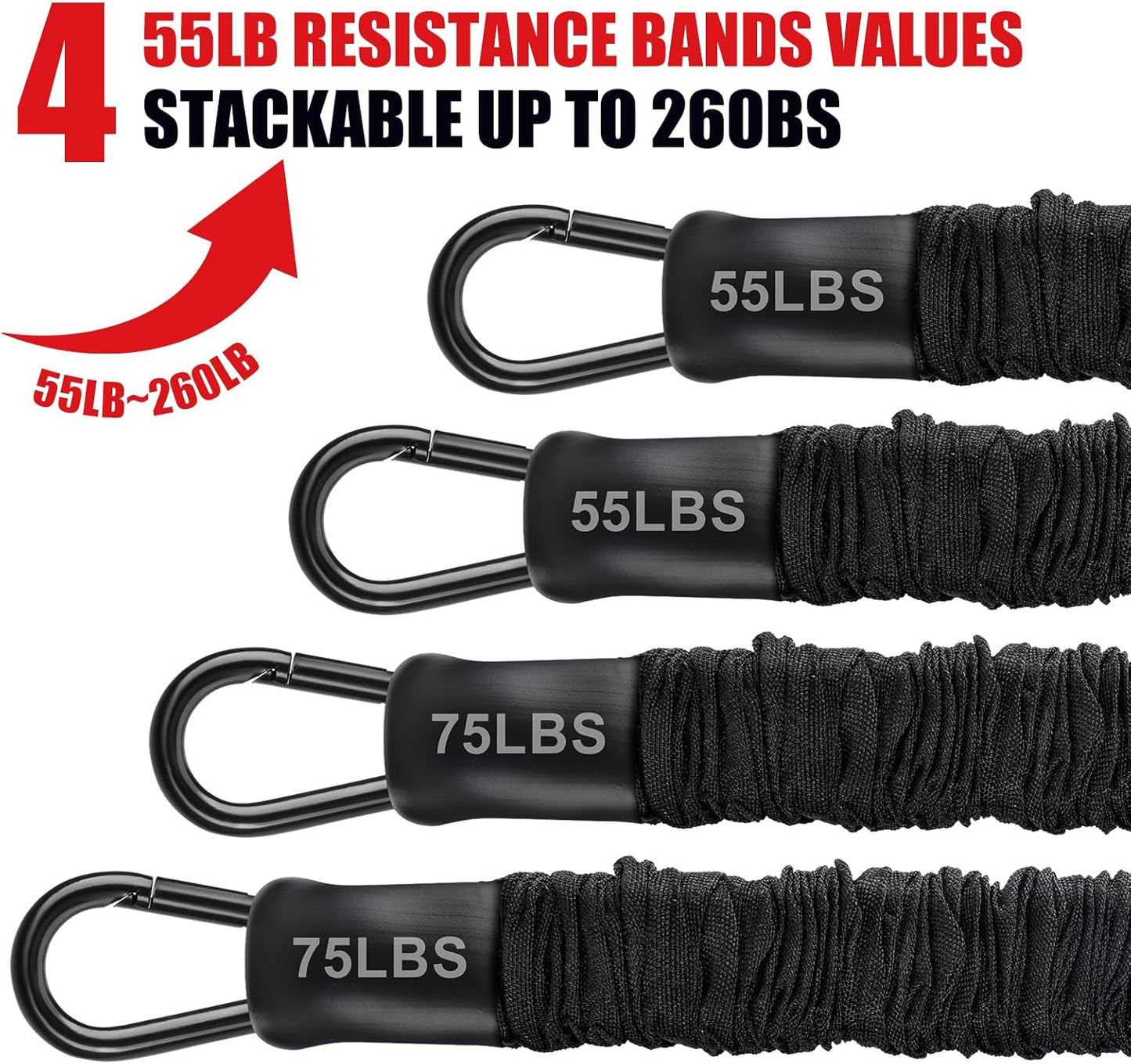 Pull Up Assistance Bands 260lbs, Heavy Pull Up Bands Resistance Bands for Pull Ups Working Out with Feet Rest, Pull Up Bar Bands Assistance Bands Strength Training Workout Equipment, Height Adjustable