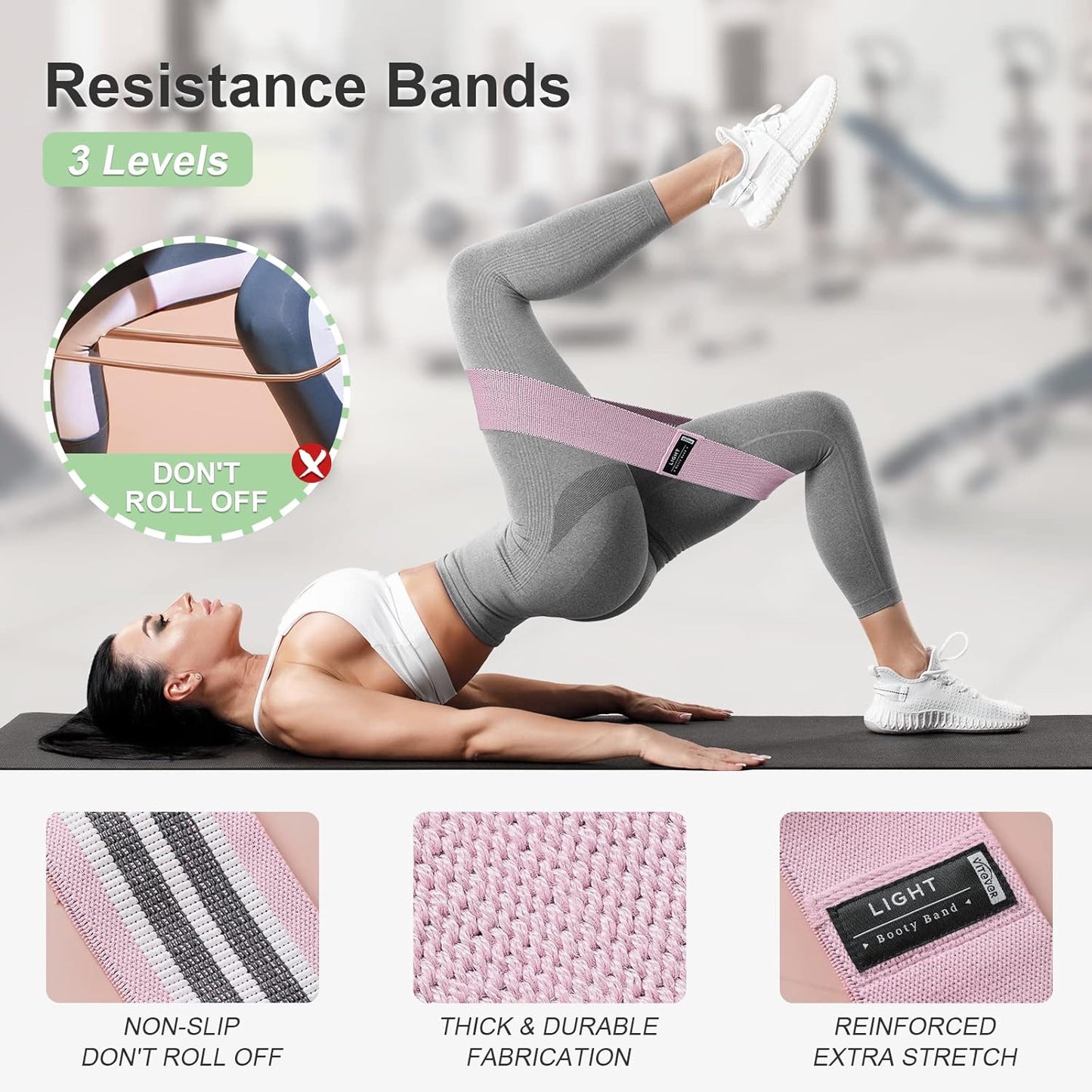 Booty Bands Set, Resistance Bands for Working Out, Exercise Bands for Women and Men Legs and Butt, Stretch Bands for Pilates, Yoga Starter Set
