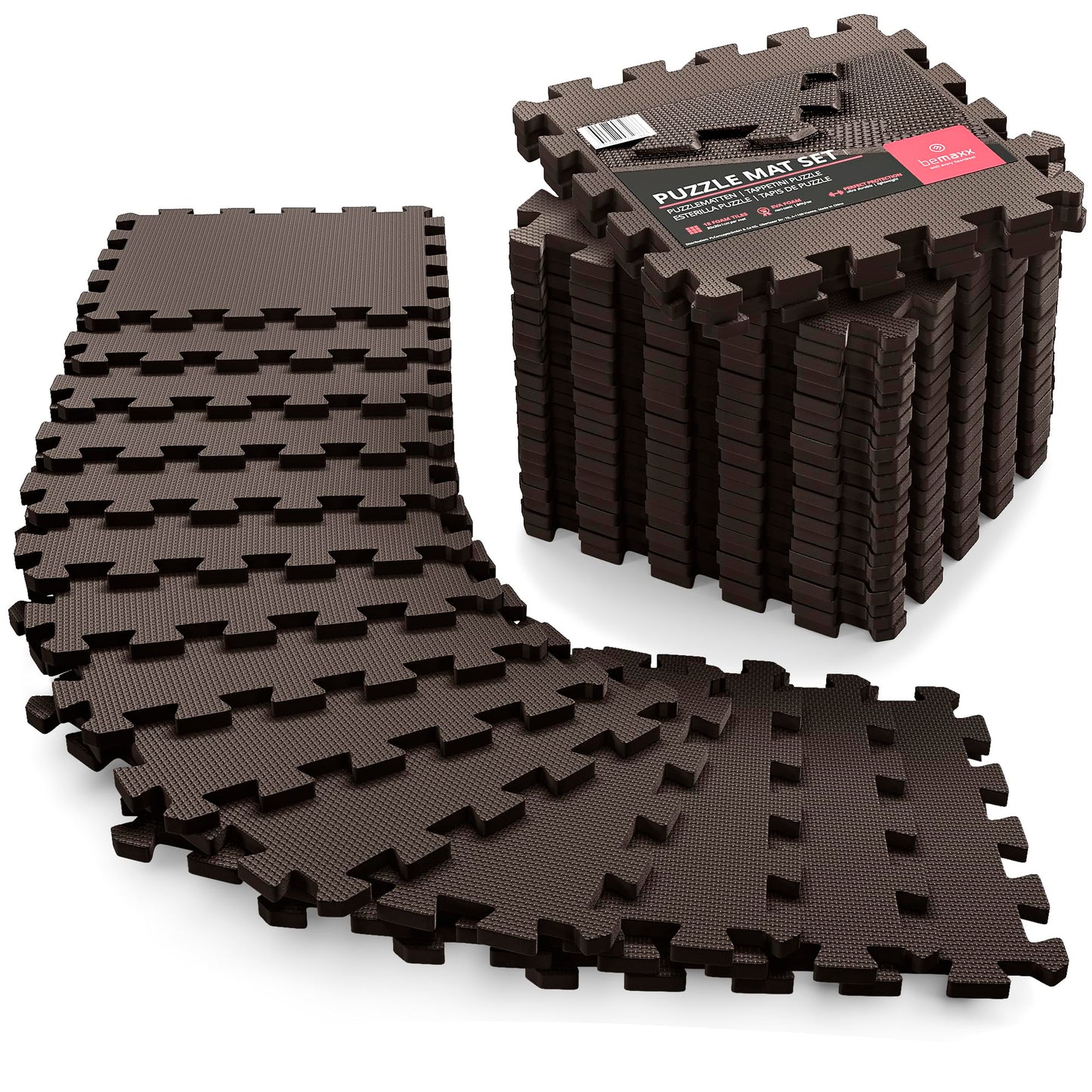Gym Flooring Set - Interlocking EVA Soft Foam Floor Mat, 18 Pieces Puzzle Rubber Tiles Protective Ground Surface Protection, Play Workout Exercise Mats Underlay Matting Sports Pool Home Fitness Garage