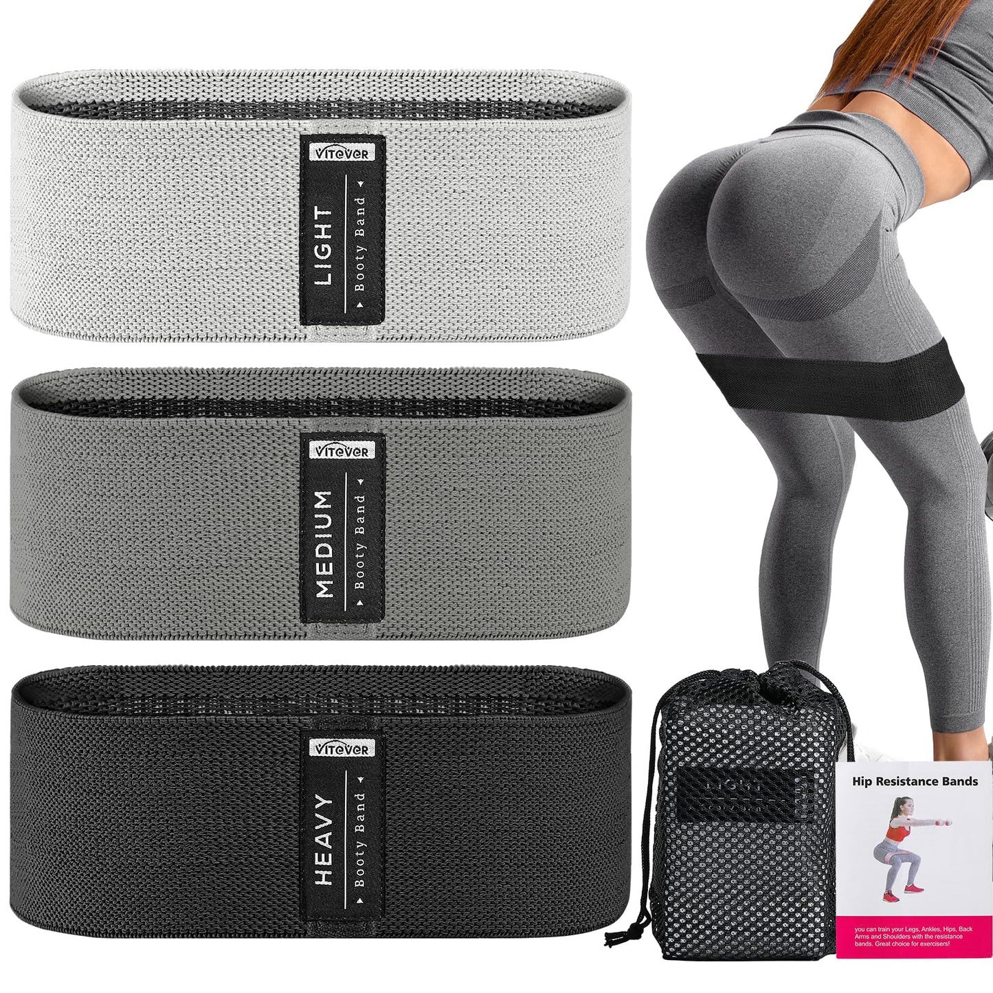 Booty Bands Set, Resistance Bands for Working Out, Exercise Bands for Women and Men Legs and Butt, Stretch Bands for Pilates, Yoga Starter Set