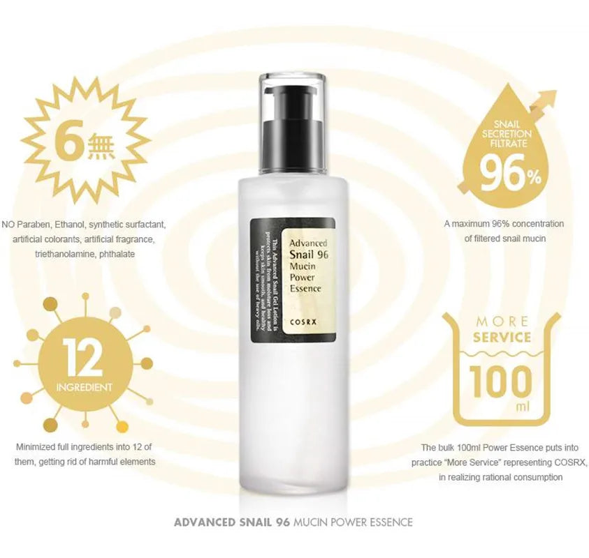 Advanced Snail 96 Mucin Power Essence 100– Deep Moisturizing for Face