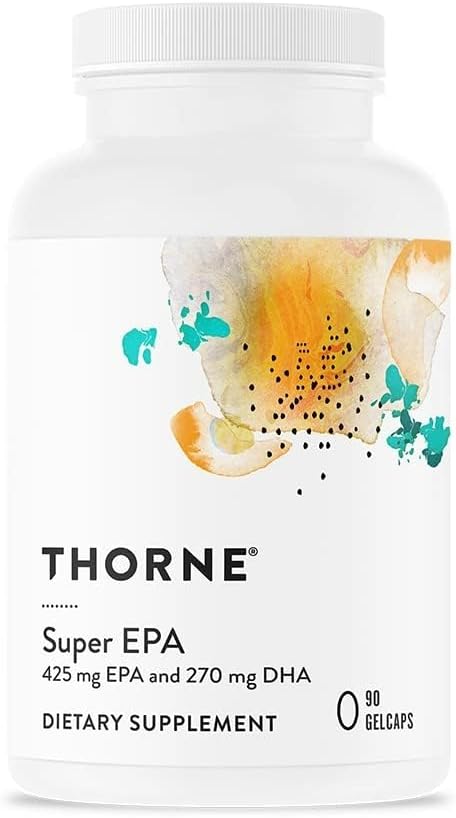 THORNE Super EPA - Omega-3 Fatty Acids EPA 425mg & DHA 270mg Supplement - Support Brain, Cardiovascular, Joints & Skin* - Gluten, Dairy & Soy-Free - 90 Gelcaps