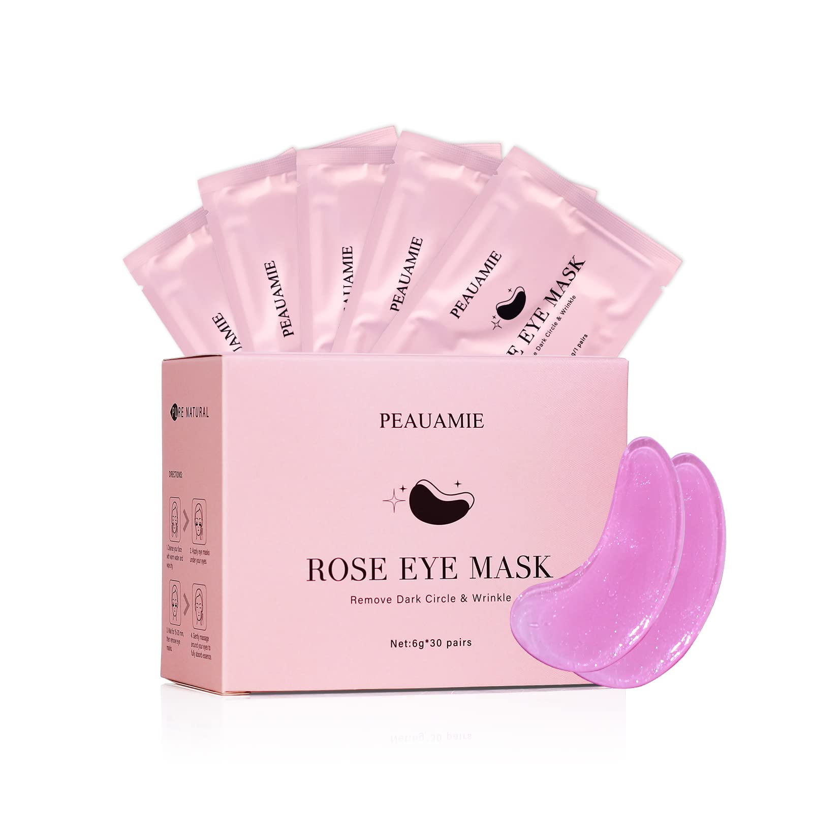 Under Eye Patchs Hyaluronic Acid Eye Mask for Dark Circles and Puffiness Wrinkle Eye Bags 30 Pairs