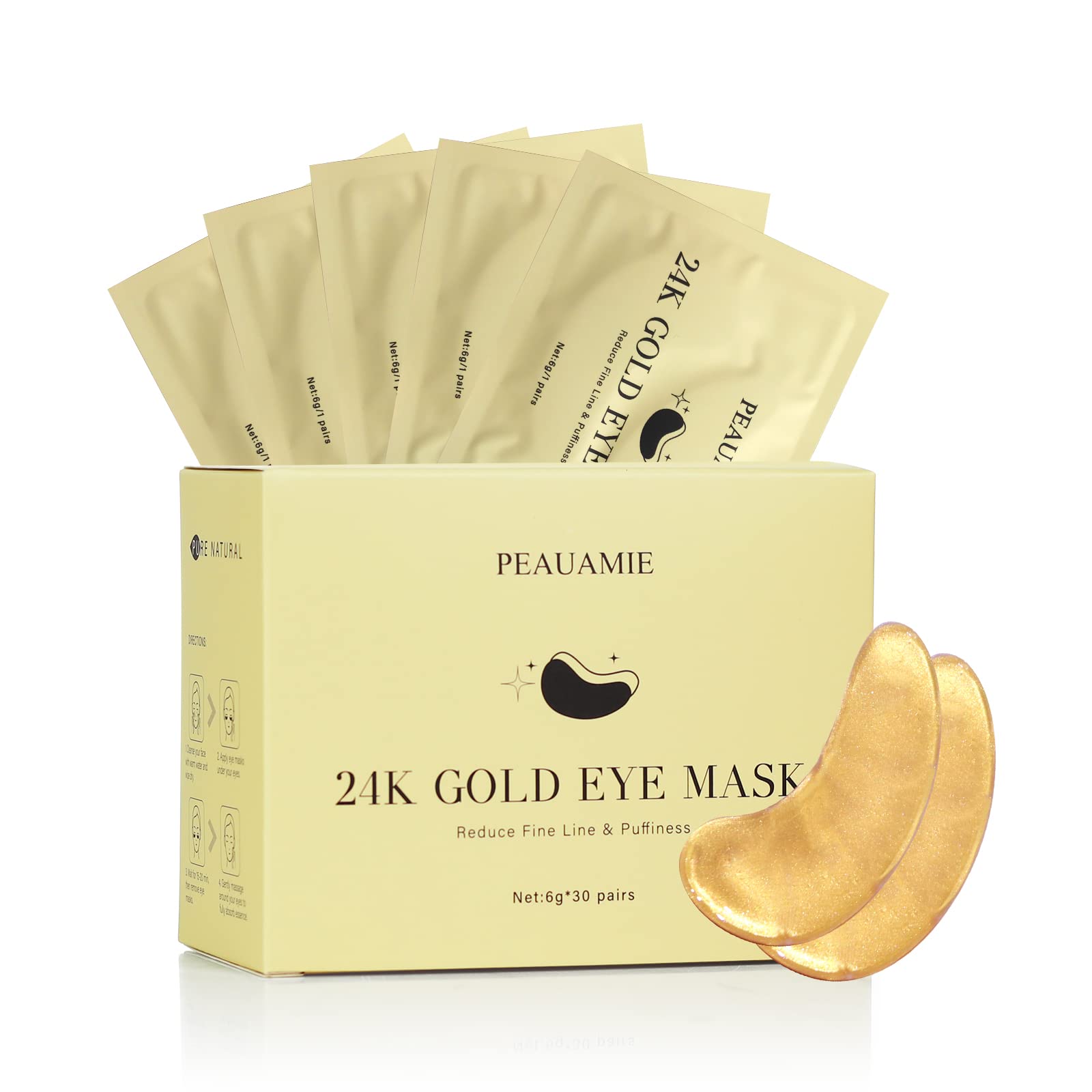 Under Eye Patchs Hyaluronic Acid Eye Mask for Dark Circles and Puffiness Wrinkle Eye Bags 30 Pairs