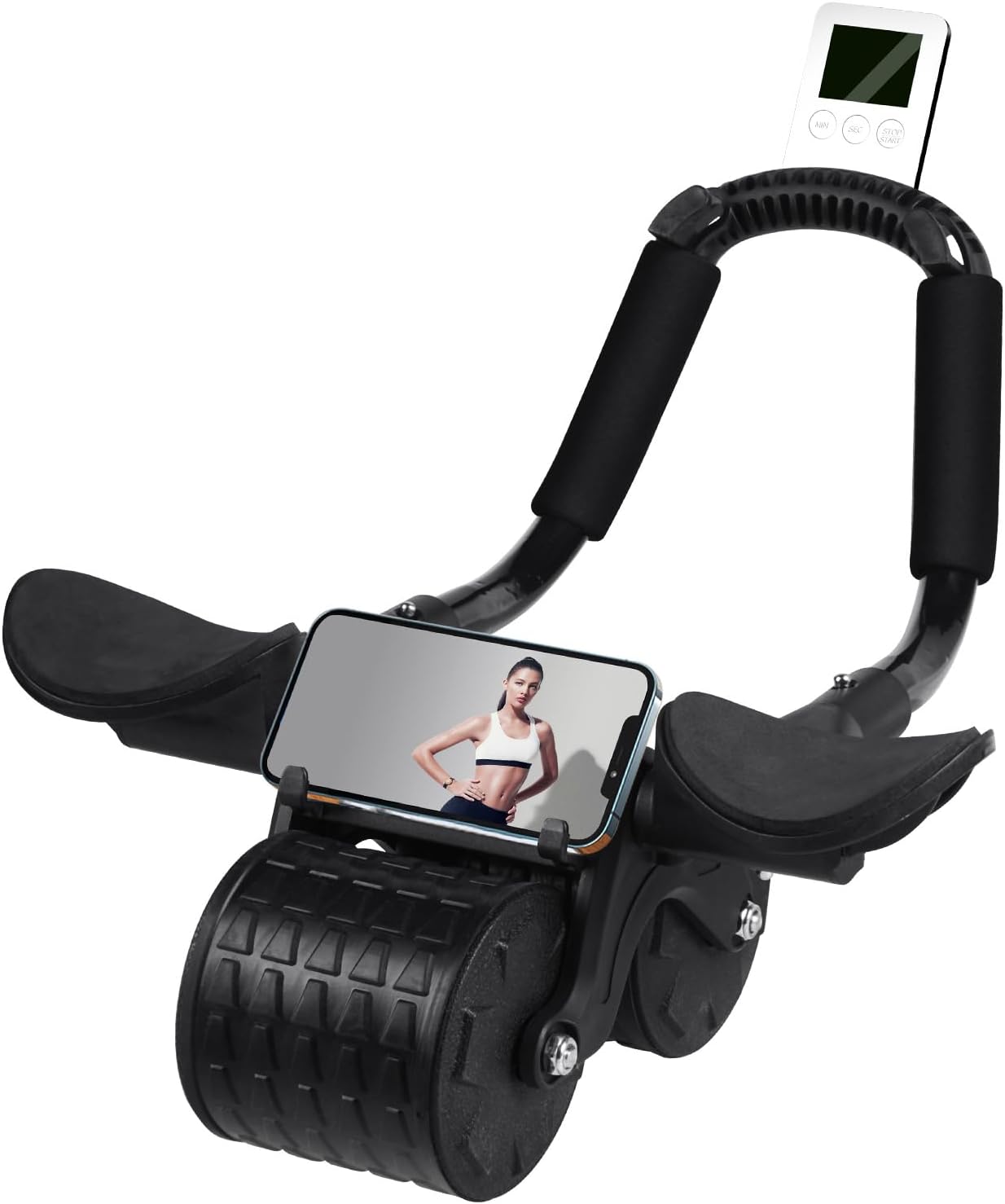 Ab Roller Wheel，with Timer Automatic Rebound Abdominal Wheel，Elbow Support Abs Roller Wheel Core Exercise Equipment