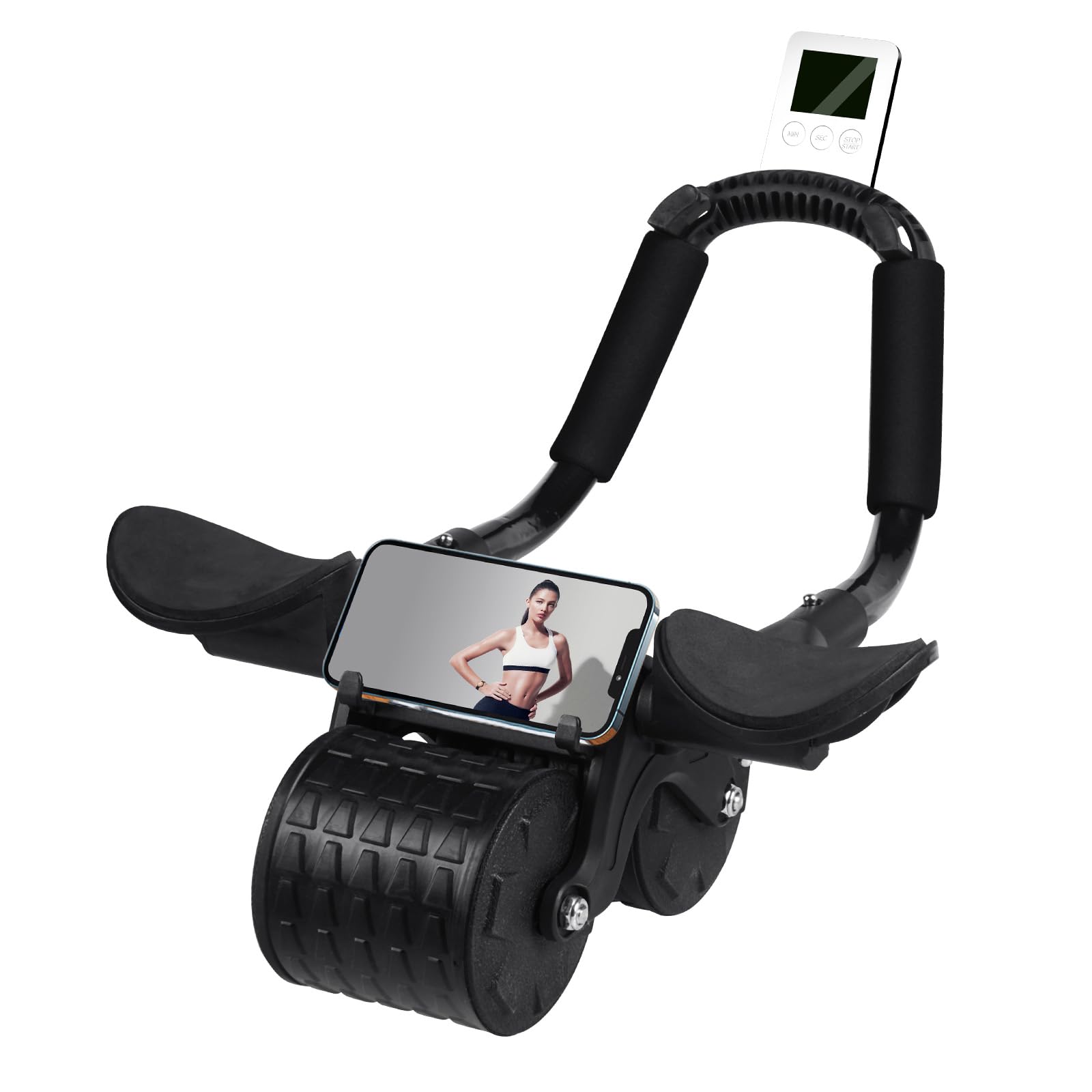 Ab Roller Wheel，with Timer Automatic Rebound Abdominal Wheel，Elbow Support Abs Roller Wheel Core Exercise Equipment