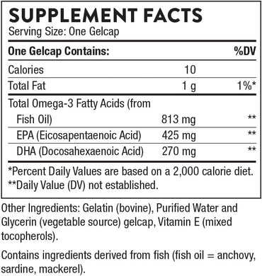 THORNE Super EPA - Omega-3 Fatty Acids EPA 425mg & DHA 270mg Supplement - Support Brain, Cardiovascular, Joints & Skin* - Gluten, Dairy & Soy-Free - 90 Gelcaps