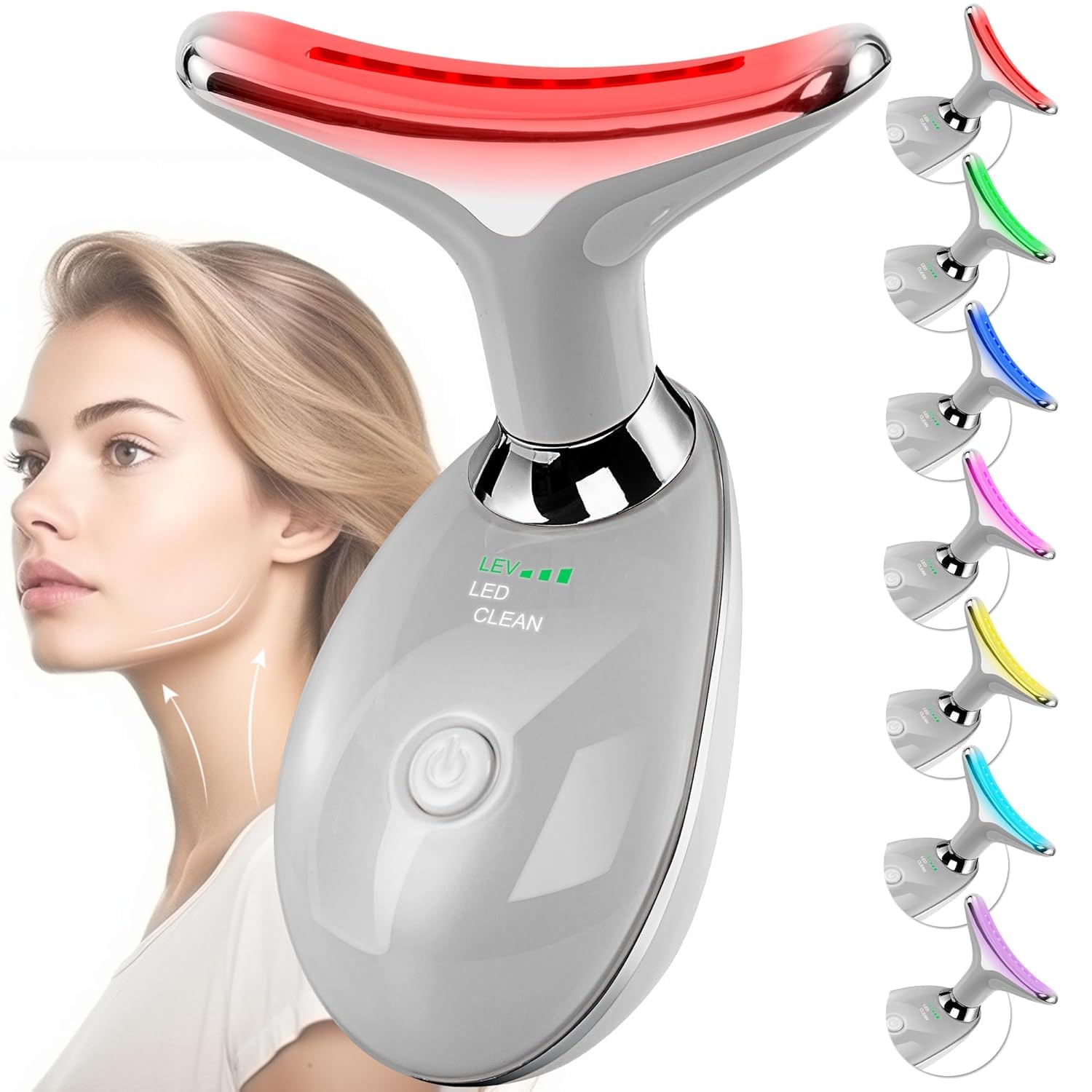 Facial Massager Red-Light-Therapy-for-Face and Neck, Face 𝖲 culpting Wand with 7 Color