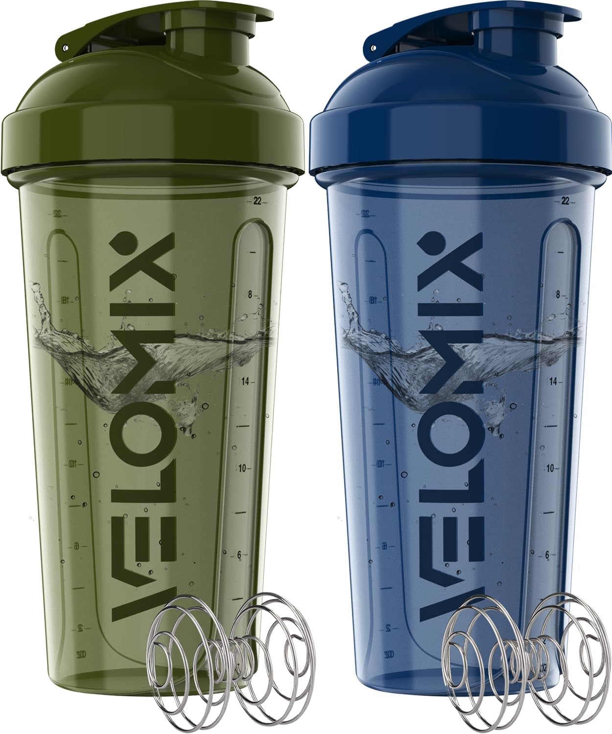 '-2 Pack- 28 oz Protein Shaker Bottles for Protein Mixes - 2x Wire Whisk | Leak Proof Shaker Cups for Protein Shakes | Protein Shaker Bottle Pack | Shakers for Protein Shakes-Black&Transparent