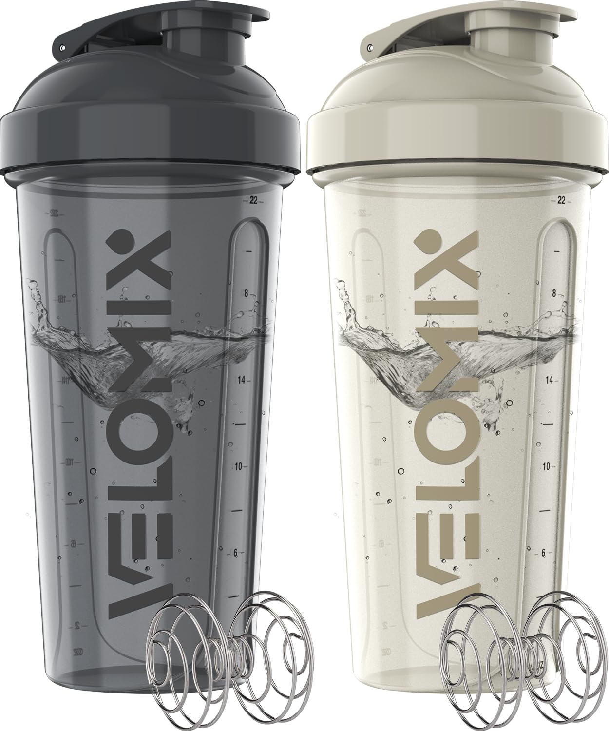 '-2 Pack- 28 oz Protein Shaker Bottles for Protein Mixes - 2x Wire Whisk | Leak Proof Shaker Cups for Protein Shakes | Protein Shaker Bottle Pack | Shakers for Protein Shakes-Black&Transparent