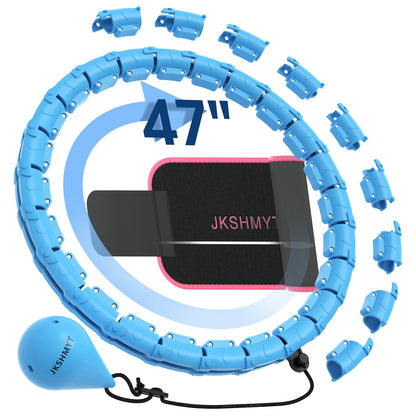 JKSHMYT Weighted Hula Circle Hoops for Adults Weight Loss, Infinity Fitness Hoop Plus Size 47 Inch, 24 Detachable Links, Exercise Hoop Suitable for Women and Beginners