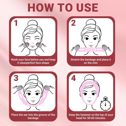 Reusable V Line Lifting Mask with Chin Strap for Sleeping,Face Lift Prevent Sagging, Jaw Exerciser,Pink,M