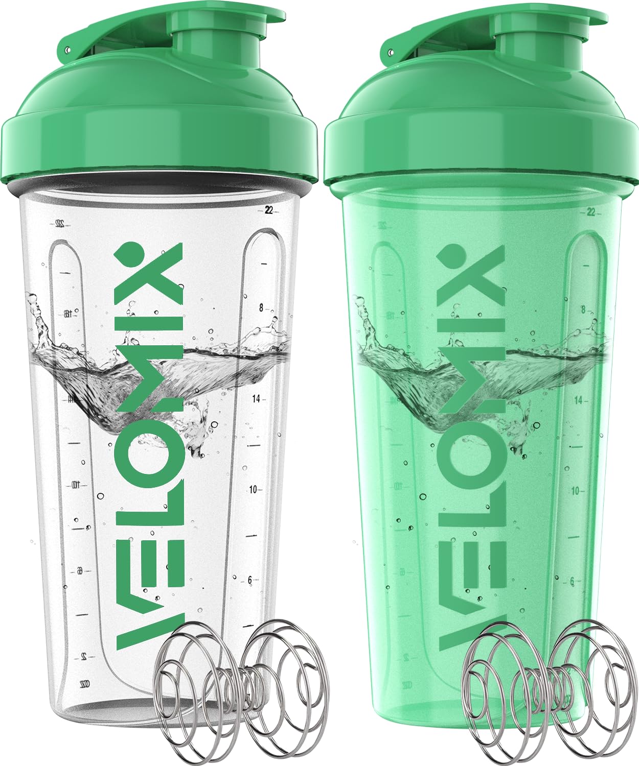 '-2 Pack- 28 oz Protein Shaker Bottles for Protein Mixes - 2x Wire Whisk | Leak Proof Shaker Cups for Protein Shakes | Protein Shaker Bottle Pack | Shakers for Protein Shakes-Black&Transparent