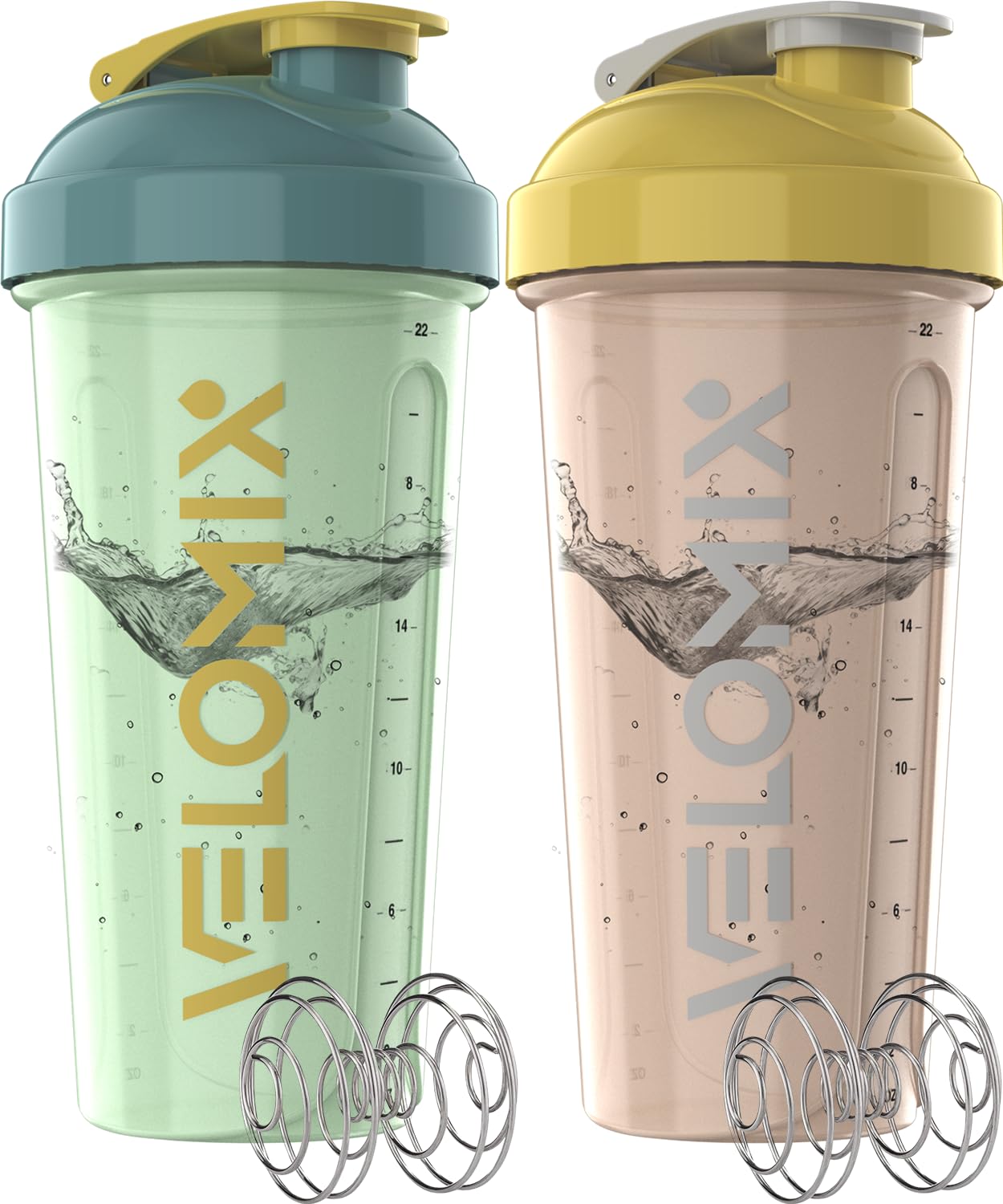 '-2 Pack- 28 oz Protein Shaker Bottles for Protein Mixes - 2x Wire Whisk | Leak Proof Shaker Cups for Protein Shakes | Protein Shaker Bottle Pack | Shakers for Protein Shakes-Black&Transparent