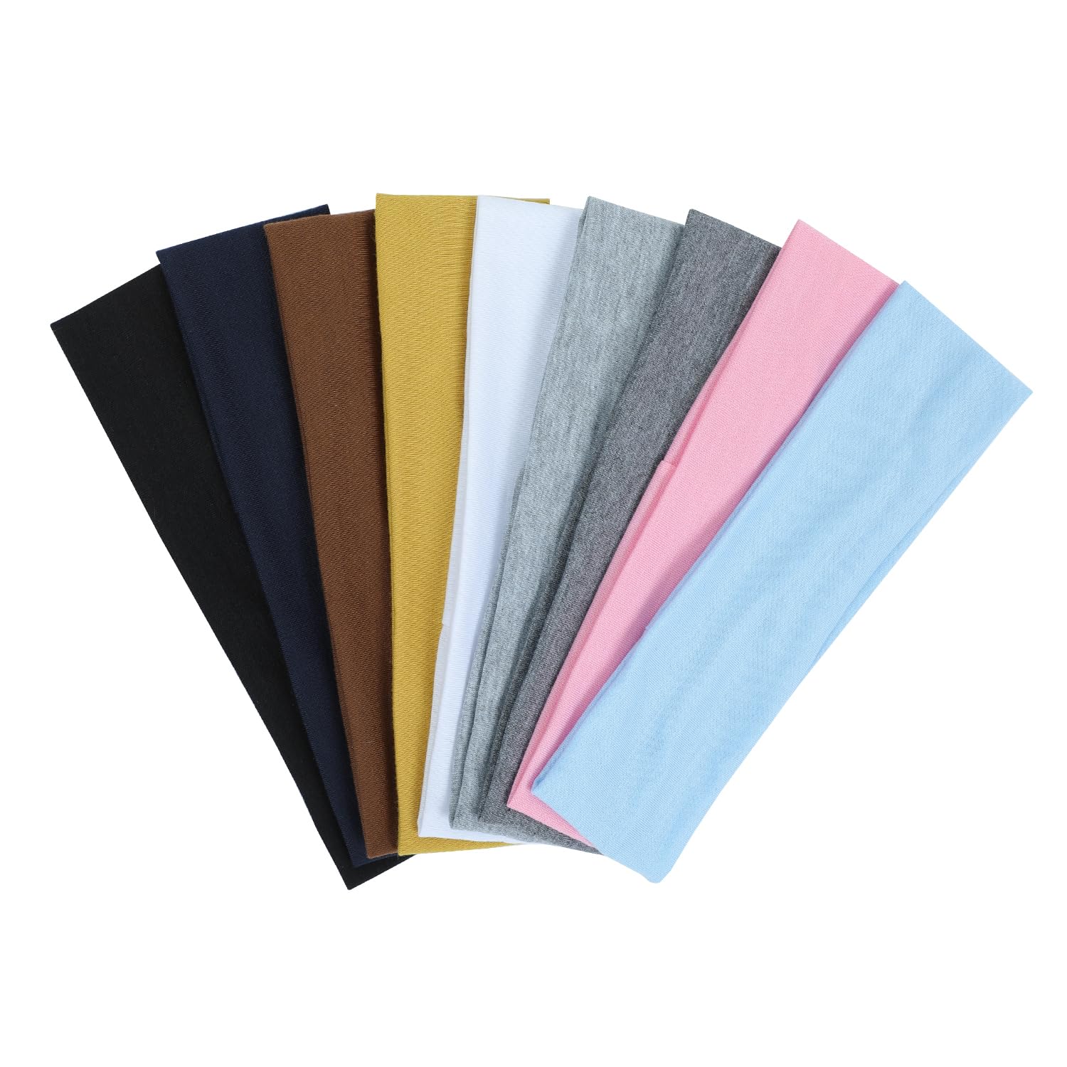 9Pcs Headbands for women Non Slip Headband, Soft Elastic Hair Bands for Women's Hair, Fashion Cotton Cloth Stretchy Sweat Bands Headbands for Sports, Makeup, Gym, Running, Yoga, Workout (9Colors-A)