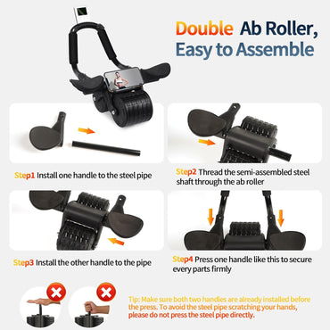 Ab Roller Wheel，with Timer Automatic Rebound Abdominal Wheel，Elbow Support Abs Roller Wheel Core Exercise Equipment