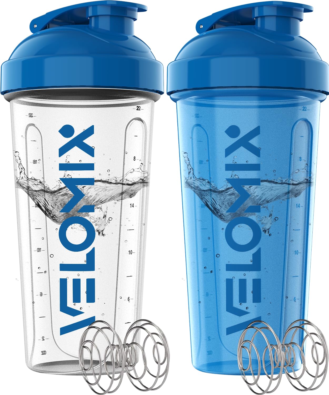 '-2 Pack- 28 oz Protein Shaker Bottles for Protein Mixes - 2x Wire Whisk | Leak Proof Shaker Cups for Protein Shakes | Protein Shaker Bottle Pack | Shakers for Protein Shakes-Black&Transparent