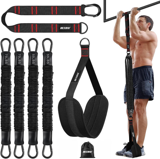 Pull Up Assistance Bands 260lbs, Heavy Pull Up Bands Resistance Bands for Pull Ups Working Out with Feet Rest, Pull Up Bar Bands Assistance Bands Strength Training Workout Equipment, Height Adjustable
