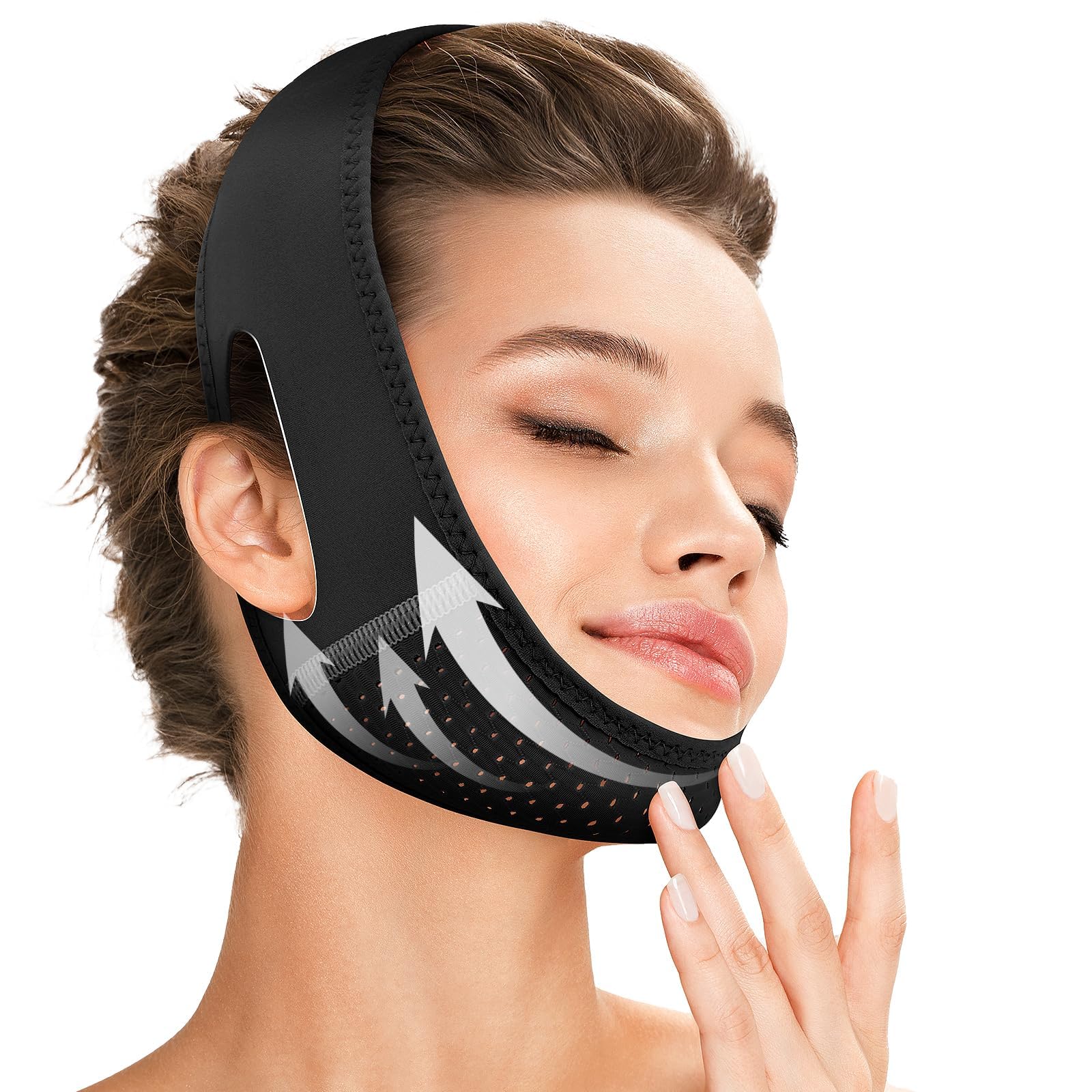 Reusable V Line Lifting Mask with Chin Strap for Sleeping,Face Lift Prevent Sagging, Jaw Exerciser,Pink,M