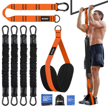 Pull Up Assistance Bands 260lbs, Heavy Pull Up Bands Resistance Bands for Pull Ups Working Out with Feet Rest, Pull Up Bar Bands Assistance Bands Strength Training Workout Equipment, Height Adjustable