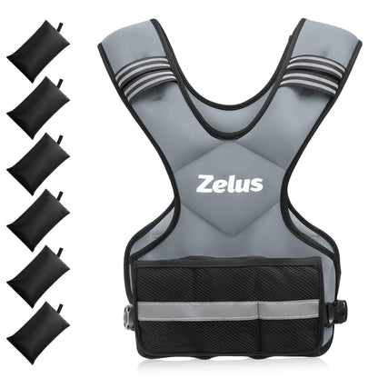 ZELUS Weighted Vest for Men and Women | 4-10lb/11-20lb/20-32lb Vest with 6 Ironsand Weights for Home Workouts | Adjustable Body Weight Vest Exercise Set for Cardio and Strength Training
