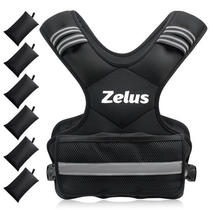 ZELUS Weighted Vest for Men and Women | 4-10lb/11-20lb/20-32lb Vest with 6 Ironsand Weights for Home Workouts | Adjustable Body Weight Vest Exercise Set for Cardio and Strength Training