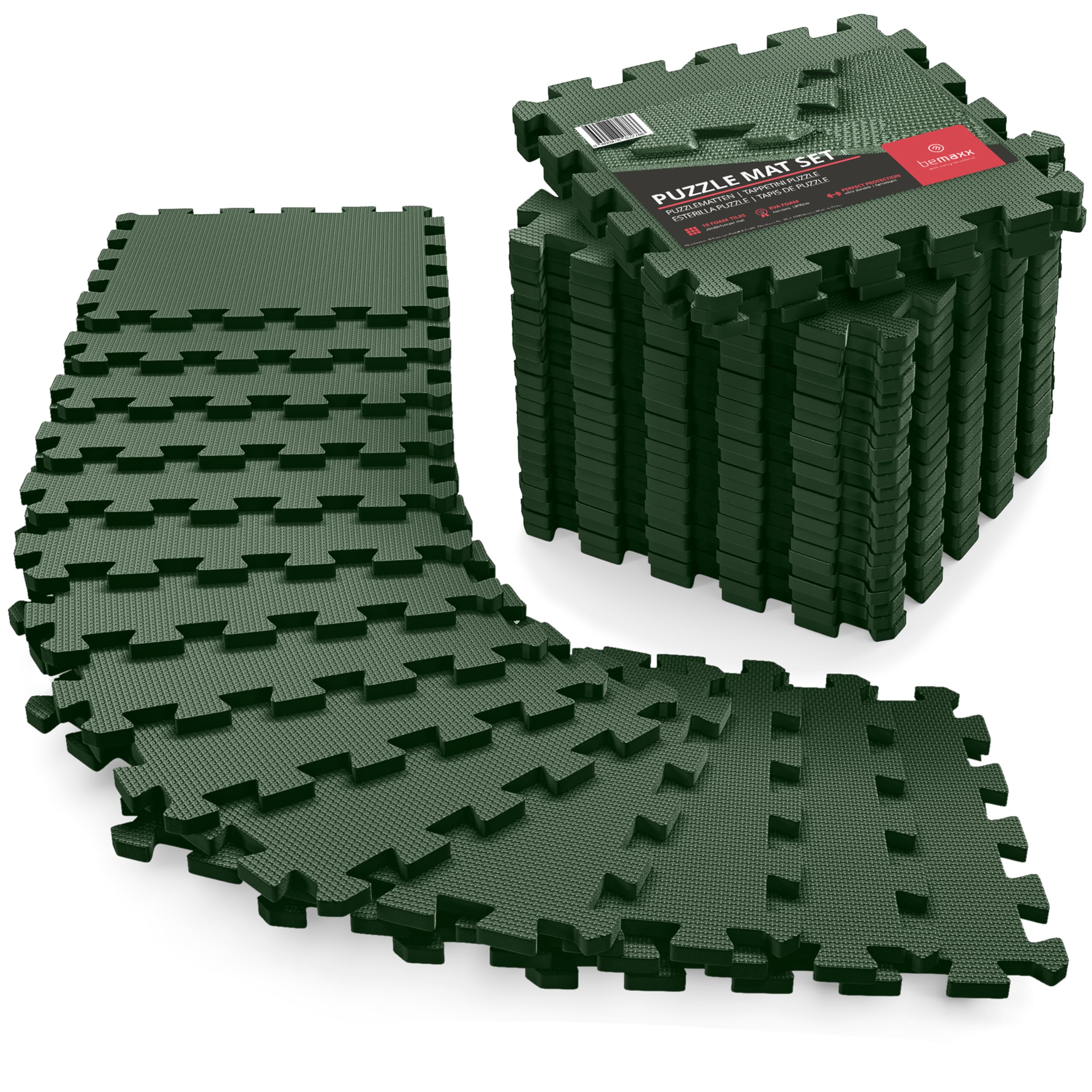 Gym Flooring Set - Interlocking EVA Soft Foam Floor Mat, 18 Pieces Puzzle Rubber Tiles Protective Ground Surface Protection, Play Workout Exercise Mats Underlay Matting Sports Pool Home Fitness Garage