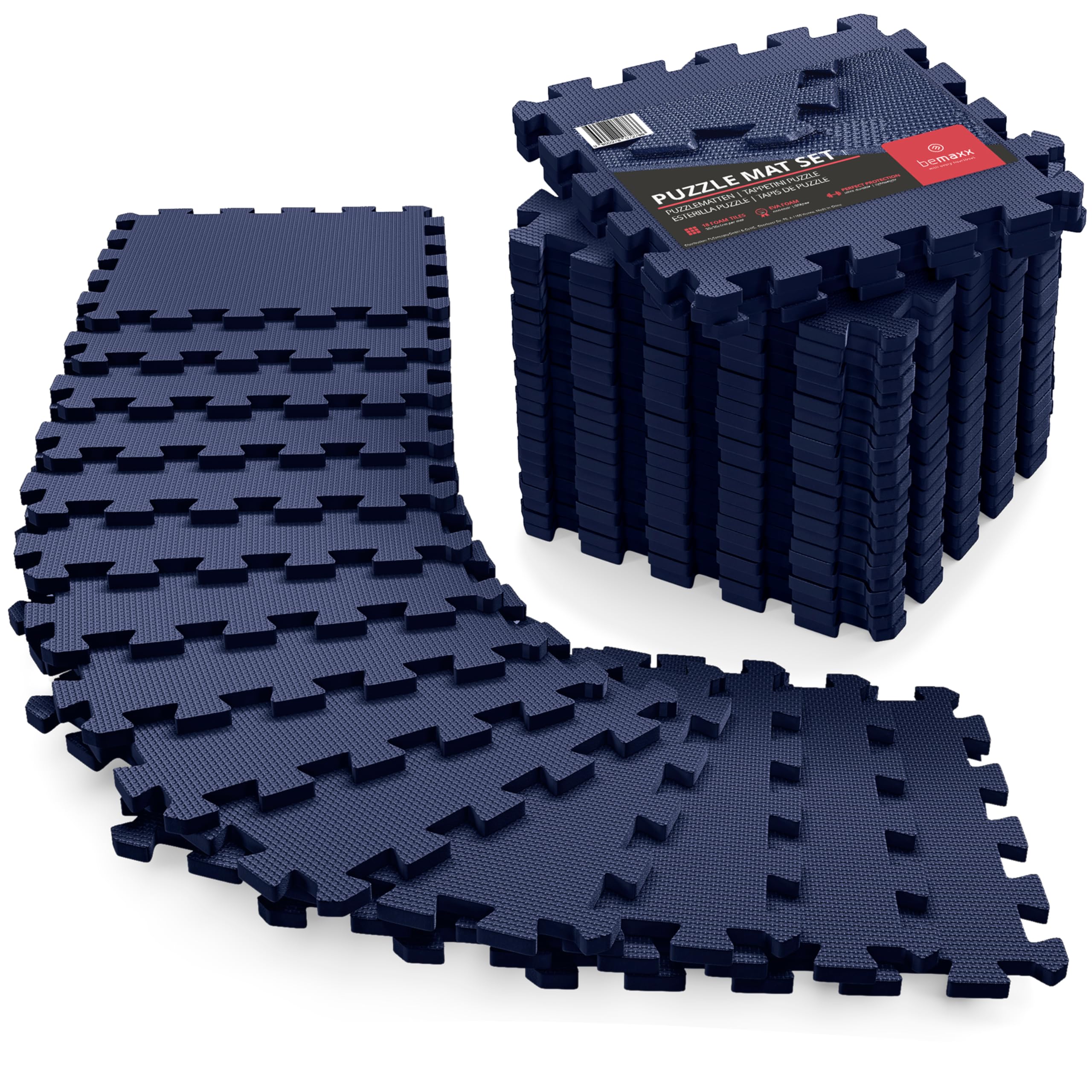 Gym Flooring Set - Interlocking EVA Soft Foam Floor Mat, 18 Pieces Puzzle Rubber Tiles Protective Ground Surface Protection, Play Workout Exercise Mats Underlay Matting Sports Pool Home Fitness Garage