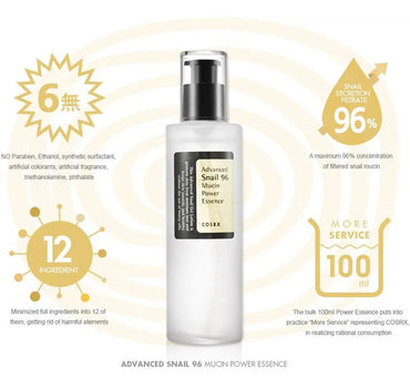 Advanced Snail 96 Mucin Power Essence 100– Deep Moisturizing for Face