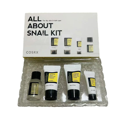 Snail Travel Skincare Set – 4-Piece Moisturizing & Brightening Kit for Dry Skin and Dark Spots