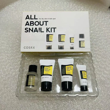 Snail Travel Skincare Set – 4-Piece Moisturizing & Brightening Kit for Dry Skin and Dark Spots