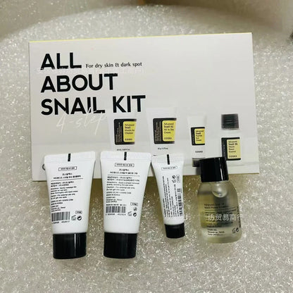 Snail Travel Skincare Set – 4-Piece Moisturizing & Brightening Kit for Dry Skin and Dark Spots